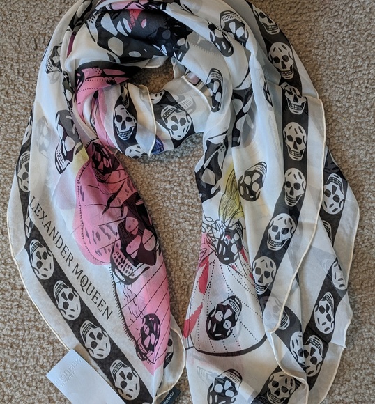 Auth alexander mcqueen butterfly skull scarf - Picture 2 of 5